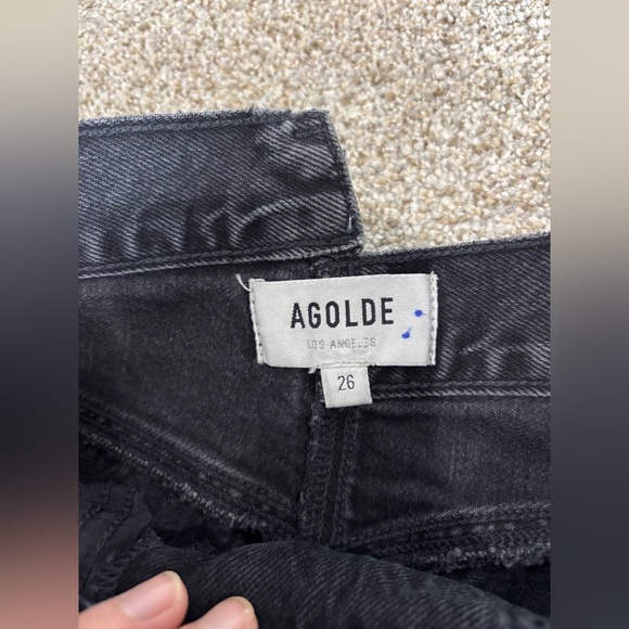 NWT! AGOLDE Free People Criss Cross Straight Jeans in Shambles 26 Black Acid - Picture 8 of 13